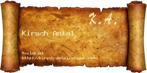 Kirsch Antal névjegykártya
